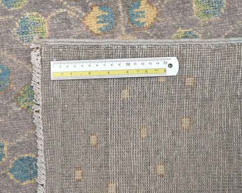 3x4 Gray Kuba Afghan Hand Knotted Wool Area Rug